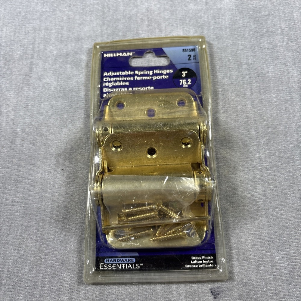 Hillman 851598 Adjustable Spring Hinges 3" Brass Finish 2 Pack